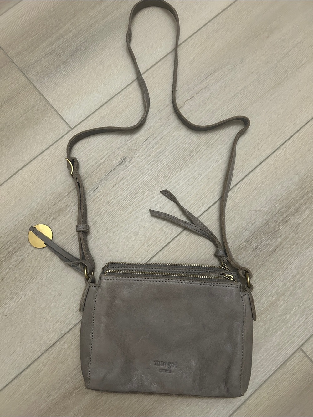 Mansur Gavriel Gray Taupe Leather Crossbody Bag